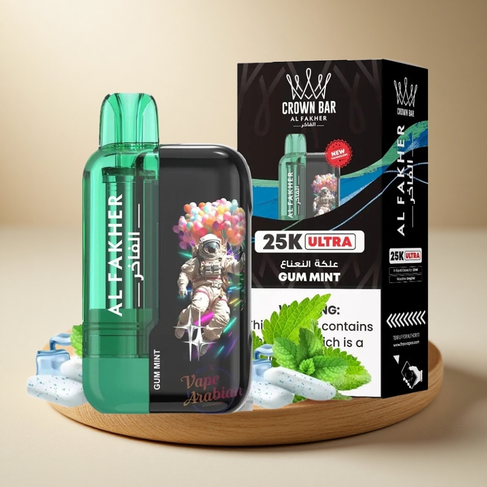 Al Fakher Crown Bar Ultra 25K Jednokratna vape Žvakaća Meta LED Display Type-C