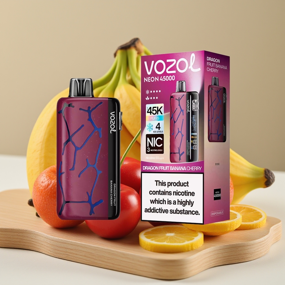 Vozol Neon 45K 45000 Pufova Jednokratna vape Zmaj Voće Banana Trešnja 800mAh Mesh Coil