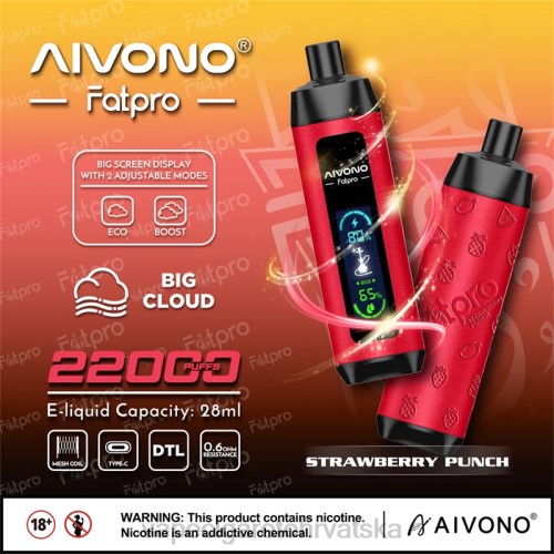 Vape Cigarete - Aivono Fatpro 22000 80DD08 punč od jagoda