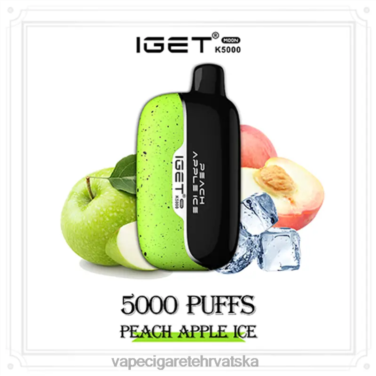 Jednokratni Vape Hrvatska - IGET Moon k5000 4RDNF7 breskva jabuka led