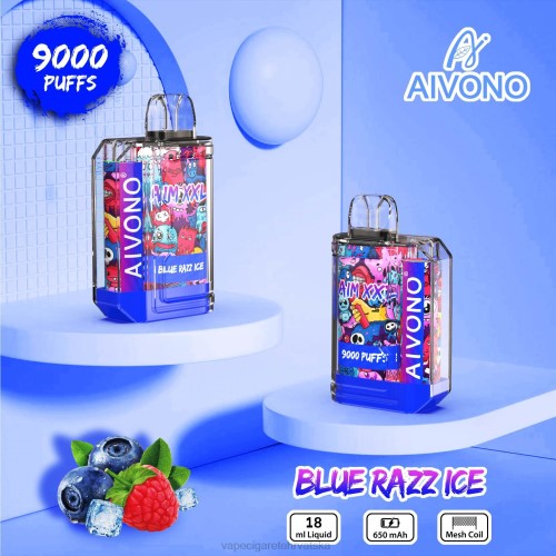 Vape 10000 Puffs - Aivono AIM XXL 9000 prozirna naljepnica za usta 80DD054 plavi razz led