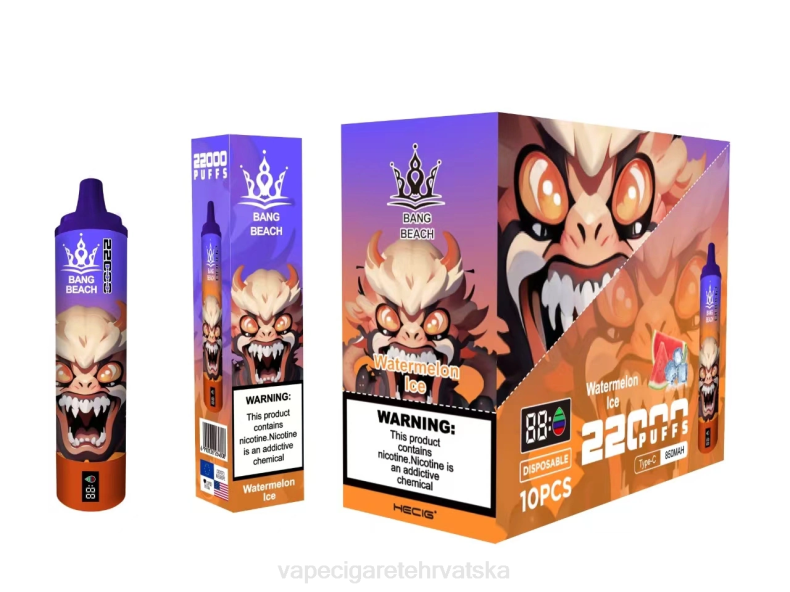 Jednokratni Vape Hrvatska - Bang Beach Pametni zaslon s 22000 udaha led od lubenice 0F4J22
