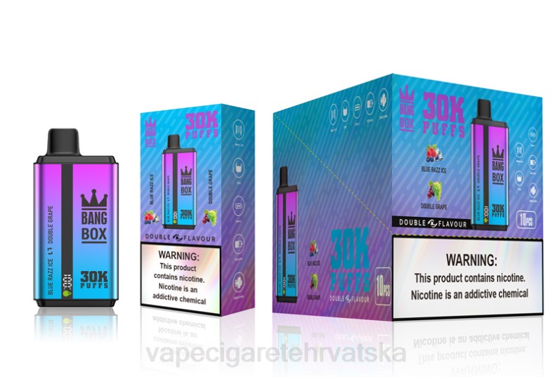 Jednokratni Vape Hrvatska - Bang Box 30000 dizanja dvostrukih okusa blue razz ice & double grape 0F4J72