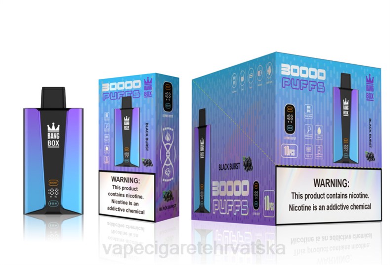 Jednokratni Vape Hrvatska - Bang Box Pametni zaslon s 30 000 udaha crni prasak 0F4J77