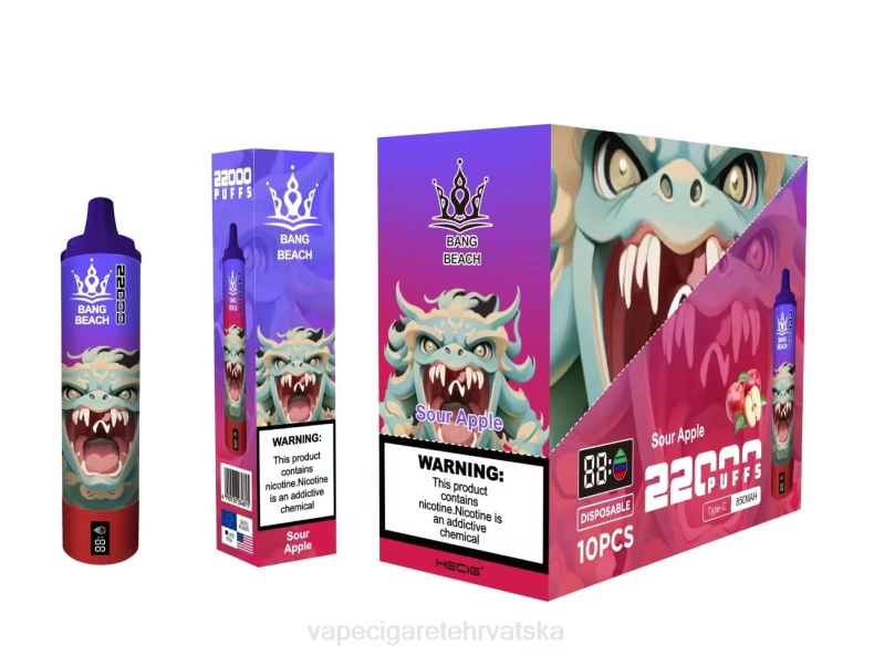 Vape Cigarete - Bang Beach Pametni zaslon s 22000 udaha kisela jabuka 0F4J13