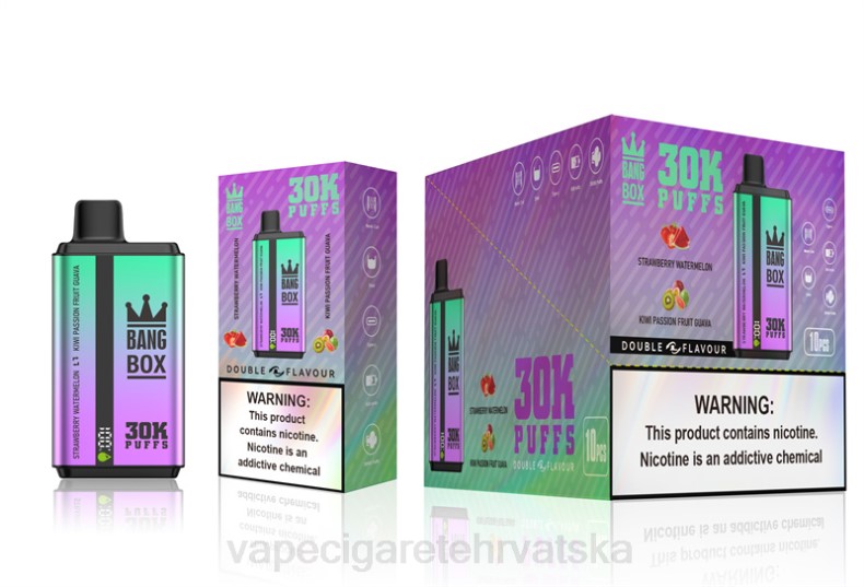 Vape Pen - Bang Box 30000 dizanja dvostrukih okusa jagoda lubenica & kivi guava od marakuje 0F4J70