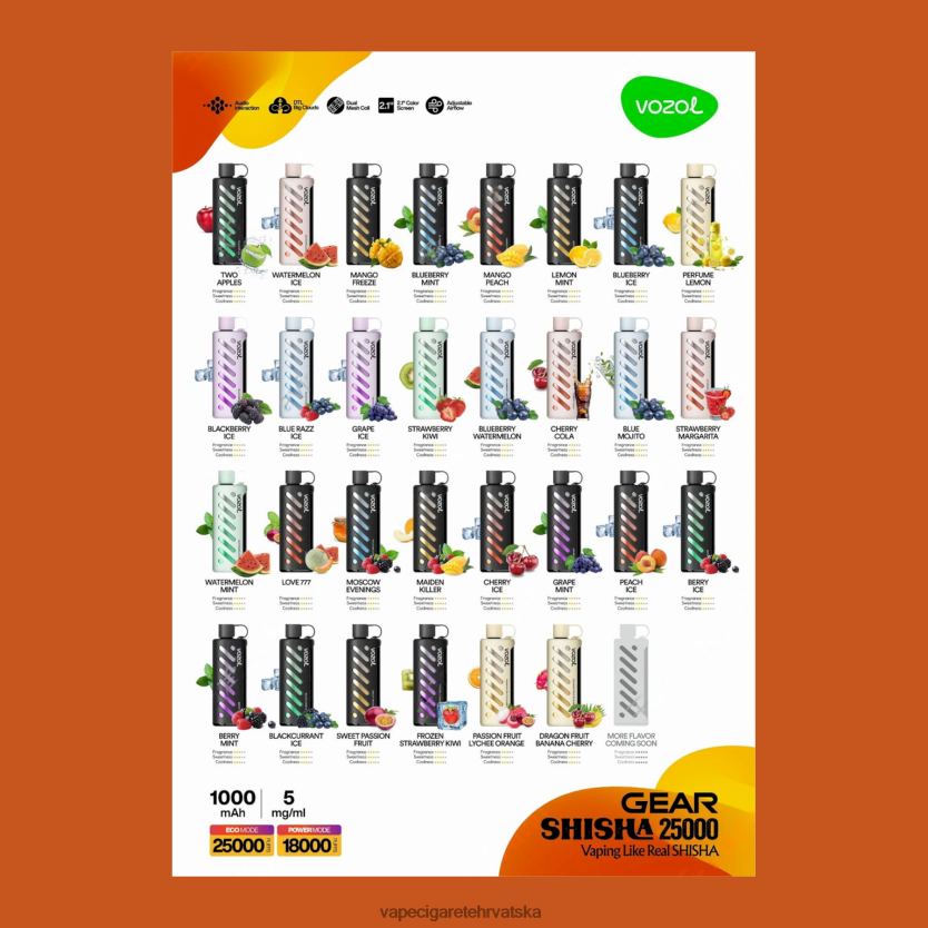 Jednokratni Vape Hrvatska - VOZOL oprema za nargilu 25000 46L6R81