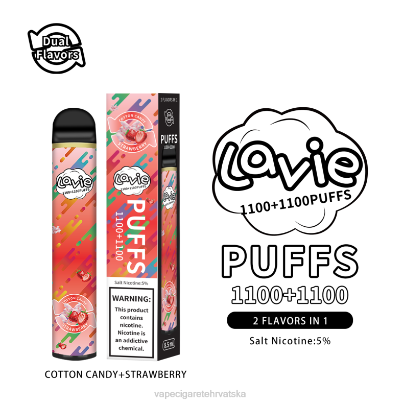 Vape Cigarete - LAVIE BAR Switch 2200 udaha šećerna vuna/jagoda X440293